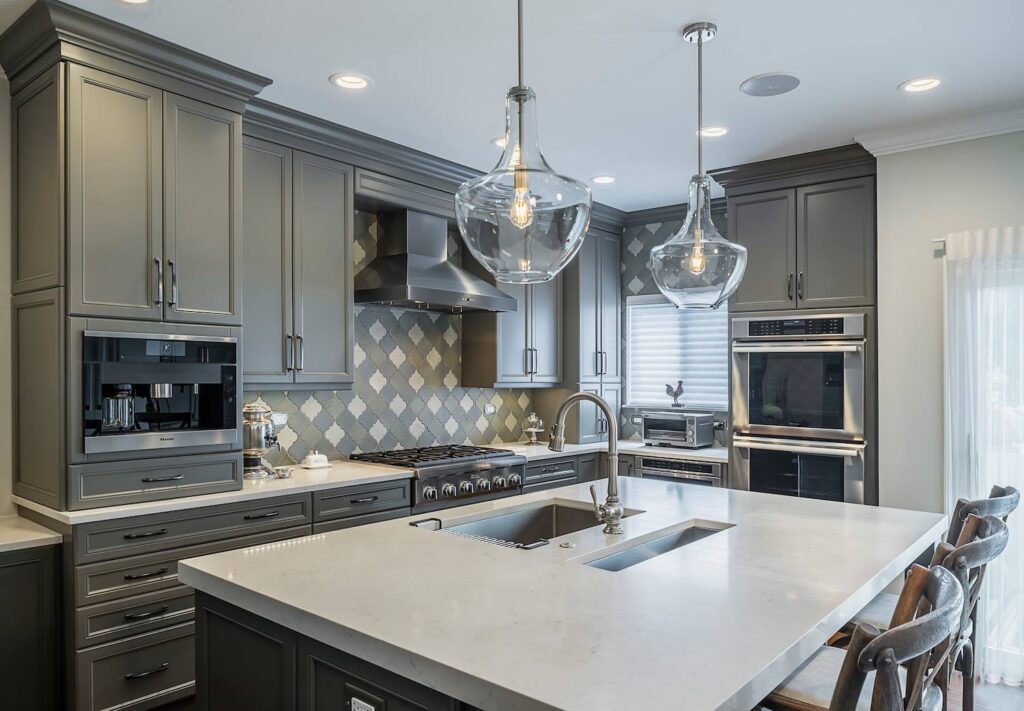 Gray and white kitchen remodel in Naperville