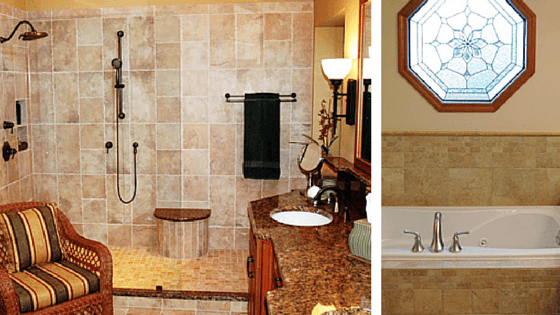 Recycled wood and natural stone accents
