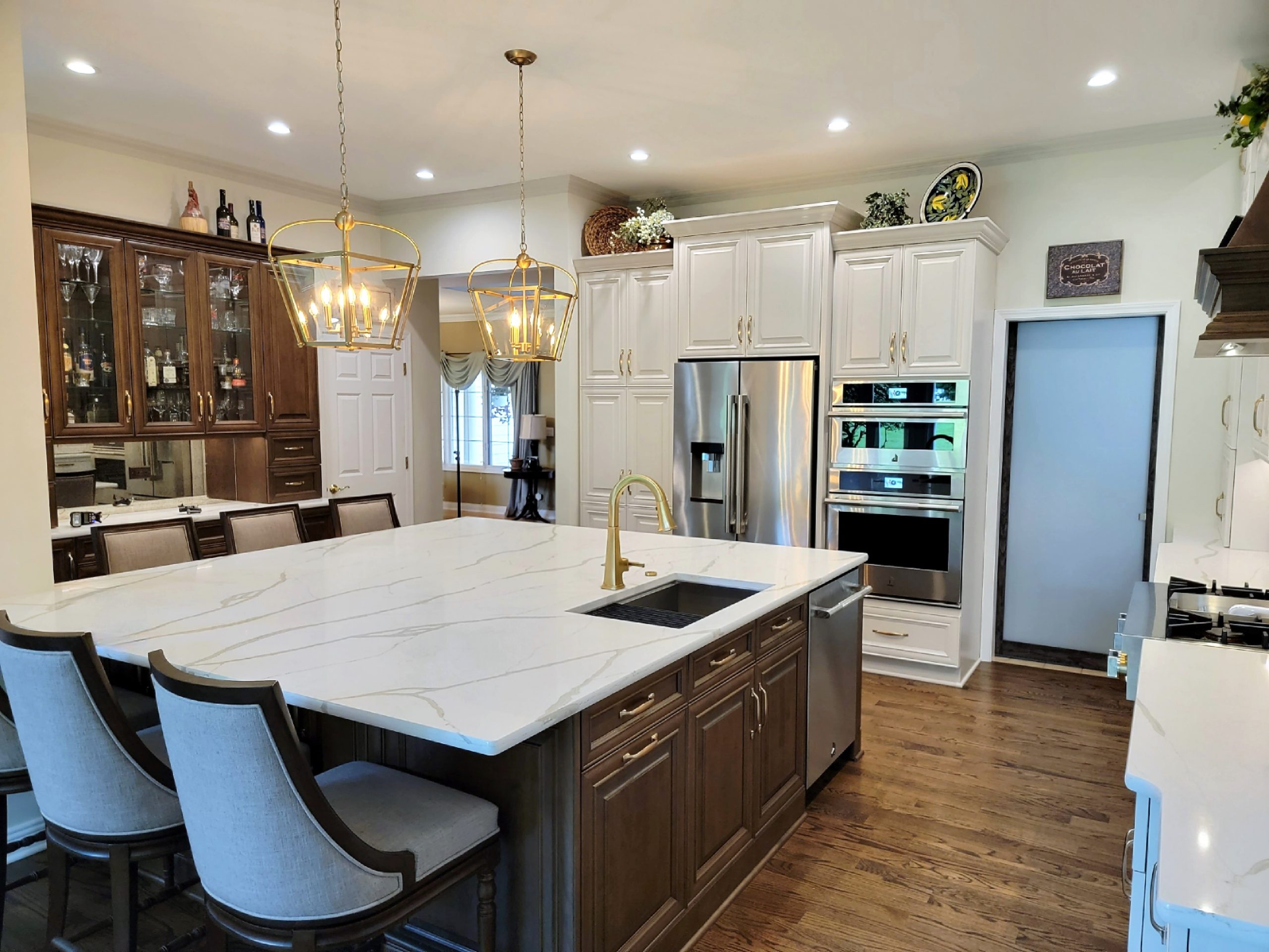 Custom kitchen remodel with large island in Naperville