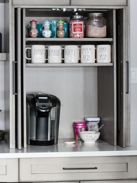 Custom coffee bar built in to cabinets