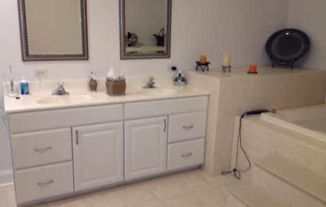 Small vanity area in master bathroom.