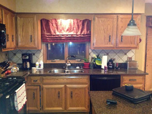 the kitchen master before renovation traditional small island light cabinets dark countertops