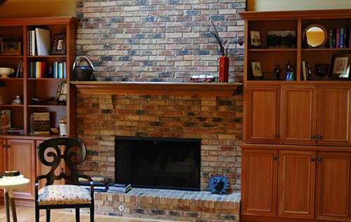 the kitchen master renovations living room remodel built in shelving with stone fireplace