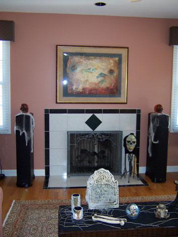 Fireplace before kitchen remodeling.