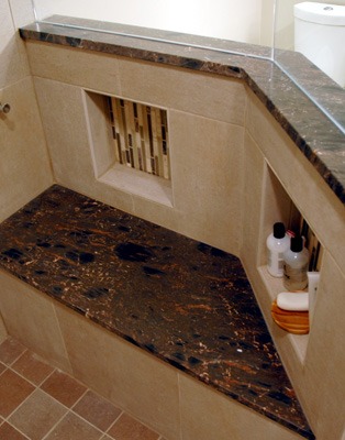 the kitchen master custom shower seat renovation built in storage stone