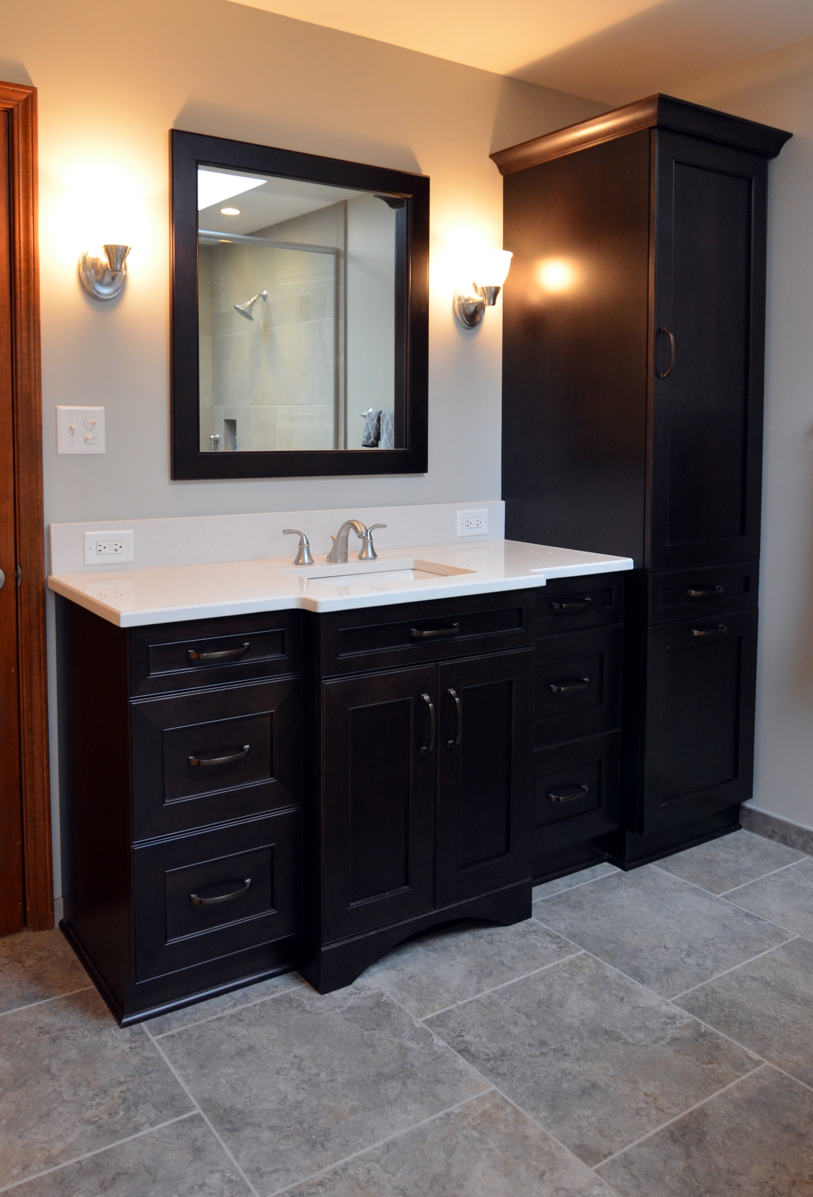 2 Second Vanity Area With A Custom Pantry Cabinet Kitchen Master
