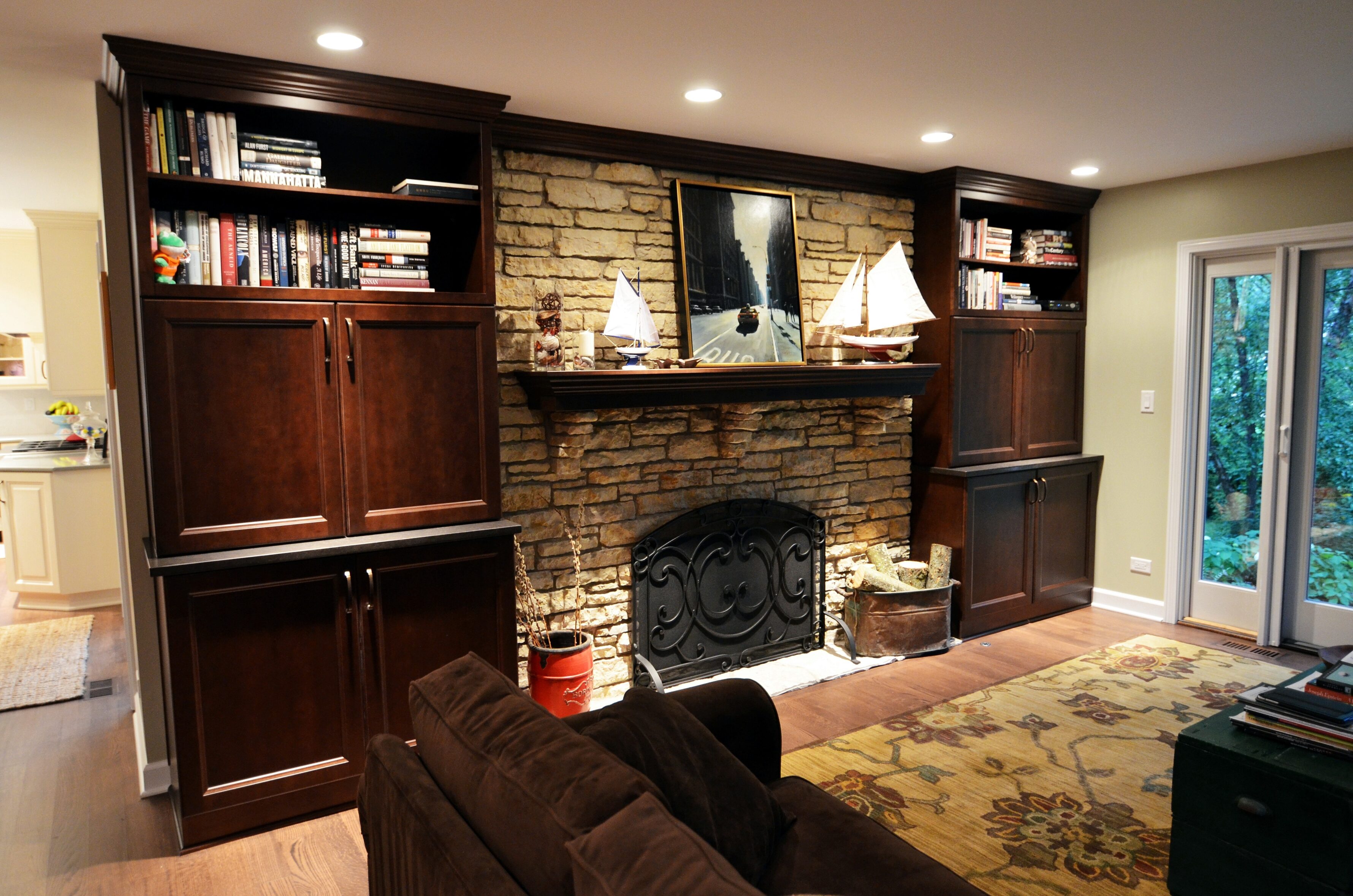 25 Fireplace Built Ins With Hidden Tv Closed Kitchen Master