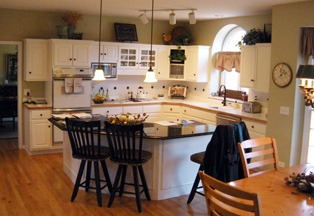 Traditional kitchen main area before remodeling and redesign.