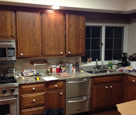 Kitchen sink area before remodeling.