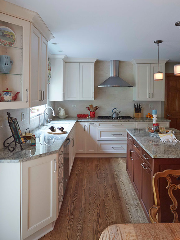 the kitchen master remodel hooded vent white cabinets hardwood floors