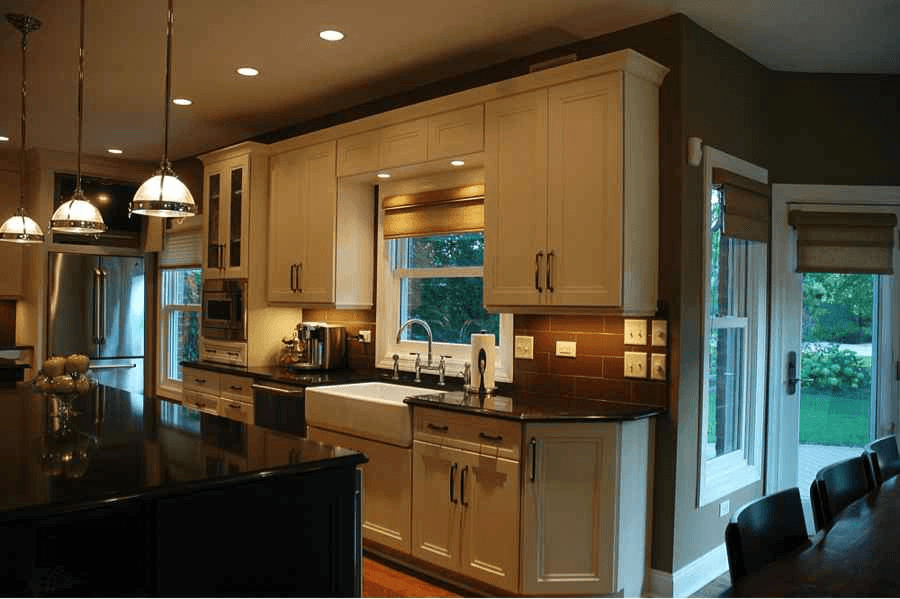 A contemporary kitchen with a streamlined design.