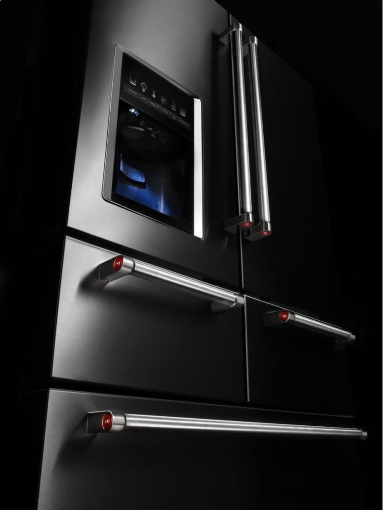 black stainless steel kitchenaid refrigerator with three drawers the kitchen master