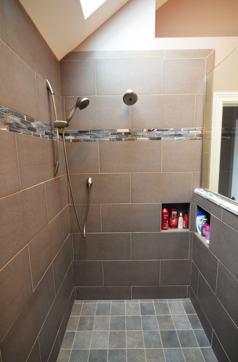 bathroom remodel double shower head tile the kitchen master