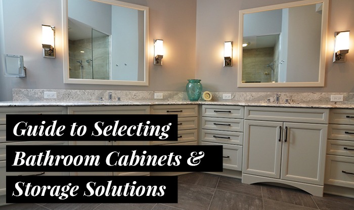 the kitchen master guide to selecting bathroom cabinets & storage solutions cover photo