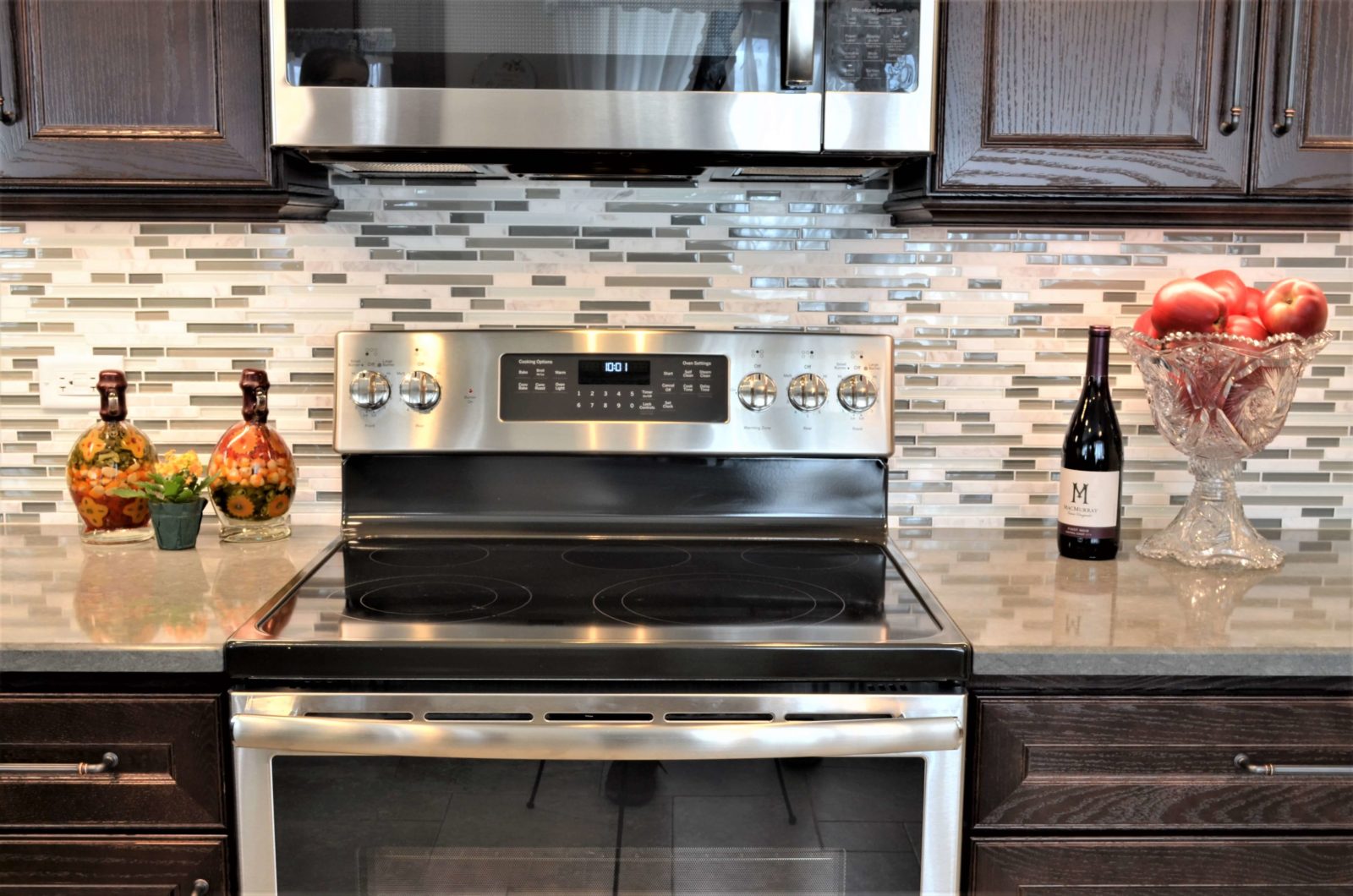 Modern kitchen remodel with mosaic tile