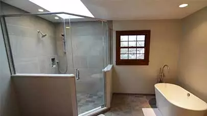 the kitchen master bathroom remodel large garden tub glass shower tile flooring recess lighting