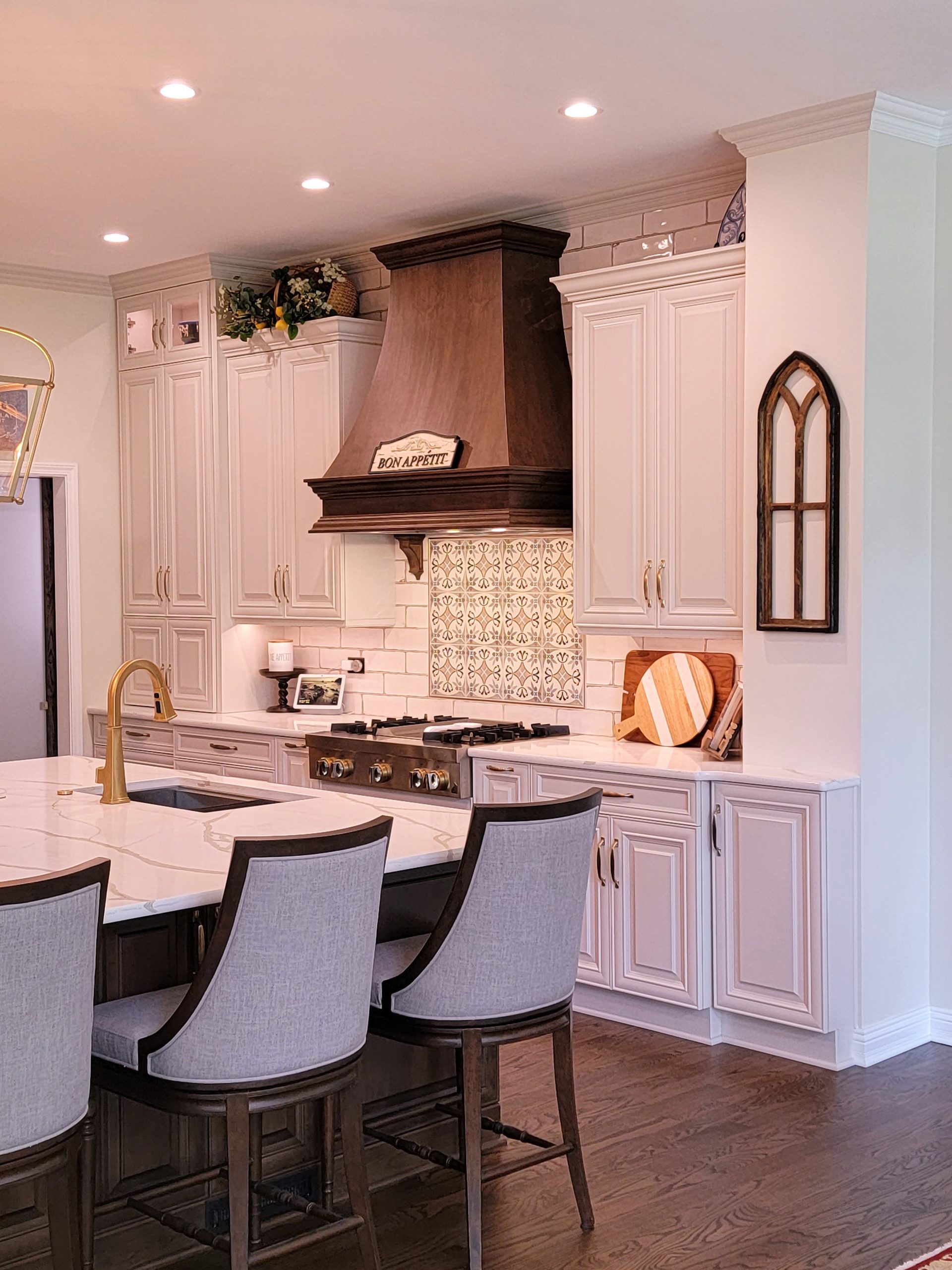 Custom kitchen with wooden hood